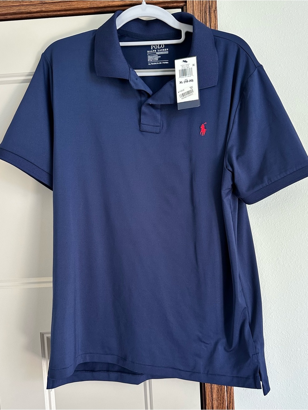 Polo by Ralph Lauren French Navy Performance Polo with Red Boys size XL 18-20